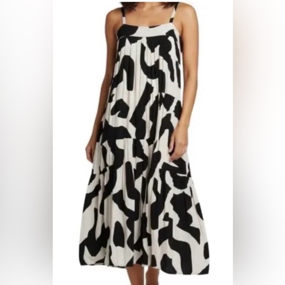 Black & White Patterned Midi Dress